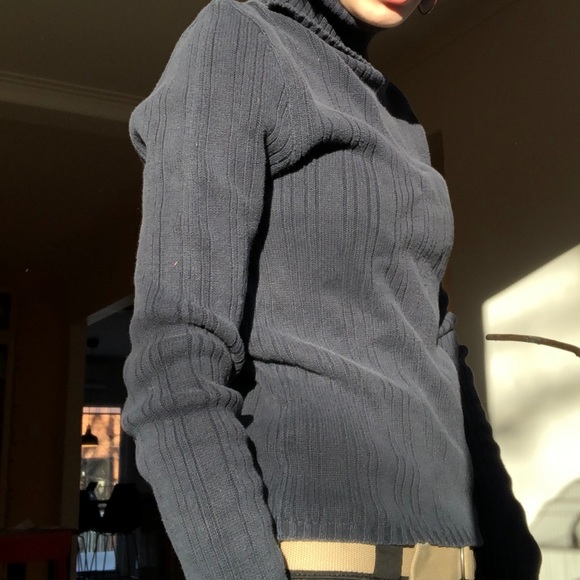 Dynamite turtleneck dark blue, marine blue slim cut stretch vintage size S small - Picture 9 of 9